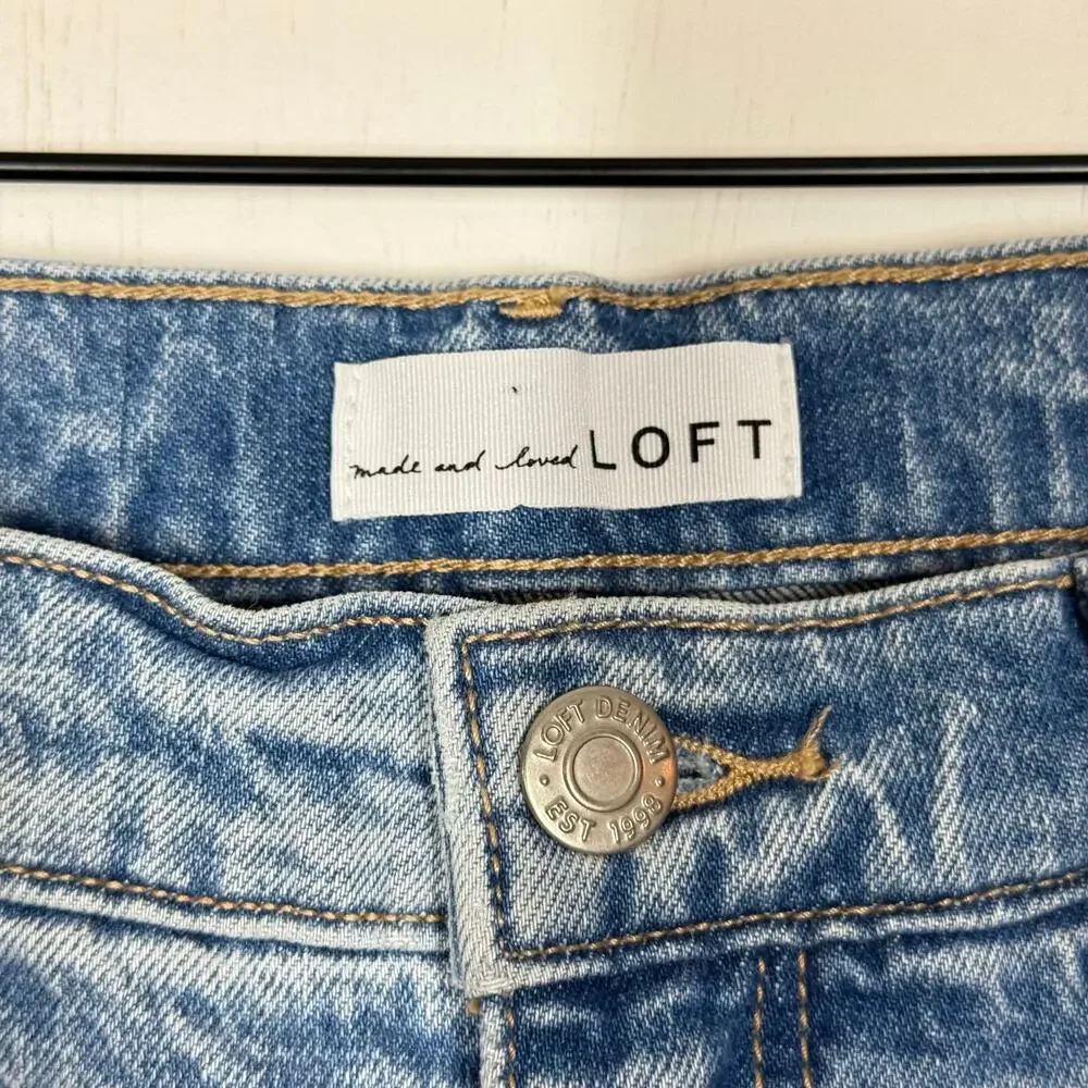 Loft Womens Straight‎ Crop Jeans Size 28 Floral Patchwork High Rise Cottagecore